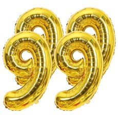 生活King 數字氣球 錫箔氣球 氣球佈置 派對裝飾 生日裝飾, 數字9 金色, 4個