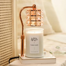 Candle Department Store 人氣蠟燭禮盒套組 Lucid Candle Warmer+大號大豆蠟燭750g套組青檸羅勒柑橘, 依蘭依蘭, 玫瑰金（白）