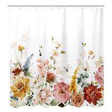 半島良品 不透光防霉防水浴簾 附掛勾, 秋季花卉, 1個