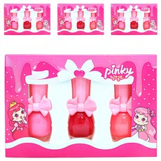 i'm pinky Pinky paint 兒童指甲油組, 溫和水性, 3色套組, 安心使用, B款 Neon Pink+Neon Orange+Red Apple, 4組