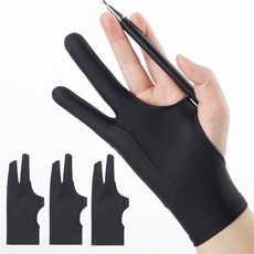씨티컴퍼니 태블릿 패드 터치방지 드로잉 장갑 오른손 착용 3p, 블랙, S(7.5 x 19 cm)