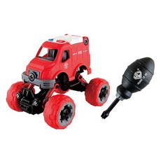 風車圖書 消防車 DIY拆裝迴力車,紅色,兒童益智玩具,親子互動,拆裝玩具, 1個