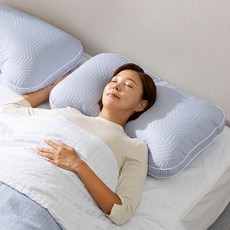 KIGEOL PILLOW 功能性過敏護理一體成型完美肩部舒適枕頭, 藍灰色, 2個