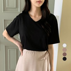 아피나르 레이온 찰랑 브이넥 반팔 티셔츠 피나르 레이온 찰랑 브이넥 반팔 티셔츠