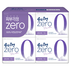 순수한면 제로 순면 뉴 날개형 생리대, 오버나이트, 12개입, 4개, 패드형