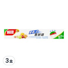 楓康 滑軌式夾鏈密封袋, 特大 5入, 滑軌設計一秒速封, 3盒