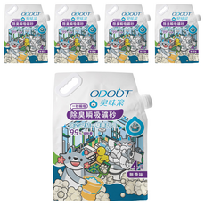 臭味滾 ODOUT 除臭瞬吸礦砂, 強效凝結 雙重除臭 99% 低粉塵 4kg 無香味, 無香, 5包