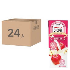 光泉 蘋果牛乳 Set, 無色素 無奶精 無防腐劑, 富士蘋果汁 添加, 生乳添加, 200ml, 24入