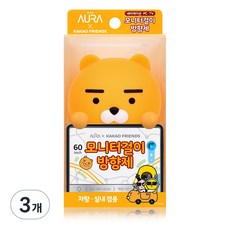 AURA 카카오 모니터걸이 라이언 방향제 플라워바이플로랄향, 4.5ml, 3개