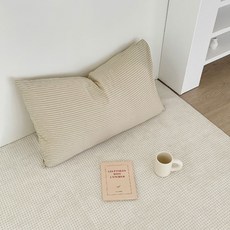 HOOM 禾慕生活 韓系條紋枕套2個, 74 x 48cm, 韓系奶茶色, 親膚舒適, 簡約時尚, 韓系奶茶, 1組