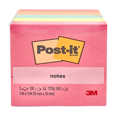 3M Post-it 利貼 可再貼便條紙紙磚, 654-5PM, 500張, 1組