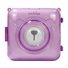 Peripage 愛立熊 A6 迷你打印機專用保護殼, 防摔透明, 附贈小掛繩, 透明紫