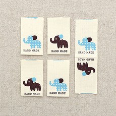 HAPPY BEARS 雙面圖案手工英文字布標籤, 巨型大象, 15件