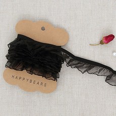 HAPPY BEARS 歐根紗橡皮筋蕾絲帶 25 毫米, 黑色的, 3片