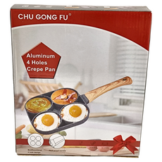CHU GONG FU 麥飯石不沾雞蛋漢堡牛排煎鍋, 鋁合金, 4孔煎鍋, 1個