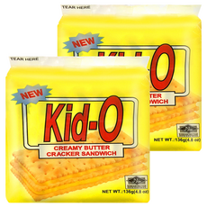 Kid-O 三明治餅乾 奶油口味, 經典口味，香濃好吃，酥脆可口, 136g, 2袋