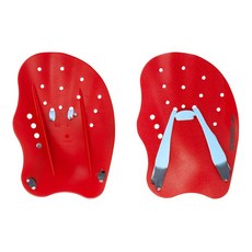 Speedo 成人划手板 Tech Paddle，上半身訓練，游泳技巧訓練, L, 紅淺藍灰