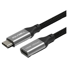 POLYWELL 寶利威爾 100W Type-C 公對母延長線, 2m, 1條