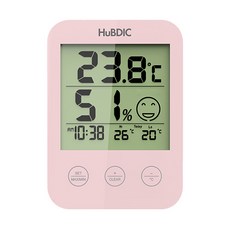 HuBDIC 數顯壁掛式立式溫濕度計（白粉薄荷）HT-3, 1入, 粉色