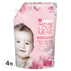 NATURE LOVE MERE 嬰兒衣物柔軟精補充包 1300ml 2入, 1.3L, 4包