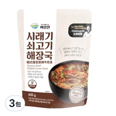 Baramchan 韓式蘿蔔葉辣牛肉湯，600公克，韓國產, 600g, 3包