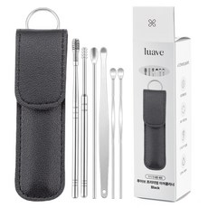 Rueab優質內耳清潔器耳挖 6種組 黑色, 1組