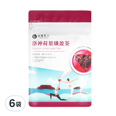 台灣茶人 洛神荷葉纖盈茶 Set, 養顏美容 纖紅好氣色, 微酸纖滋味, 冷熱皆宜, 3.3g, 10入, 6袋