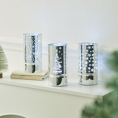 聖誕節 LED 玻璃罐燈情緒燈 3 件套, 1組, 冰白