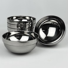 헤킨스 스텐 식당 업소용 가게 이중 국그릇 14cm, 실버, 5개