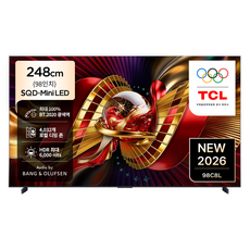 TCL 4K UHD Mini LED 프리미엄 SQD GoogleTV, 248cm(98인치), 98C8L, 벽걸이형, 방문설치