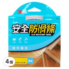 3M 安全防滑條室內專用 #7681, 透明, 4個