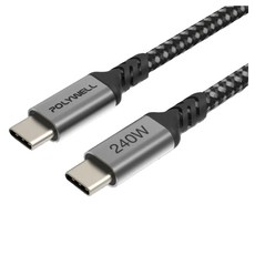 POLYWELL 寶利威爾 USB Type-C 240W 5A 快充編織線 長尾版, 1m, 1條