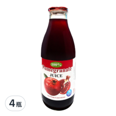 Royal Chef 天廚 100%天然石榴汁, 全果鮮榨 非濃縮還原 調整體質 健康維持, 1L, 4瓶