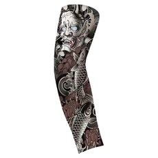 SOG 冰絲防曬刺青袖套, 輕盈彈性舒適, 防曬透氣, 多樣圖案, 06般若錦鯉