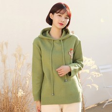 빼빼 여성용 선인장 스트링 후드 니트