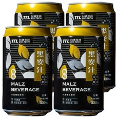 台酒 TTL 原味黑麥汁 330ml (1入/4入) - 健康無負擔、全家大小皆宜, 4罐