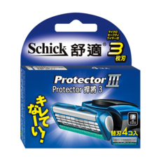 Schick 舒適牌 冰藍悍將3刀片刮鬍刀組, 鑽石塗層, 3D浮動刀頭, 含蘆薈及維他命E潤滑條, 4入, 1盒
