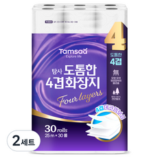 탐사 도톰한 천연펄프 4겹 화장지, 2세트, 30롤, 25m