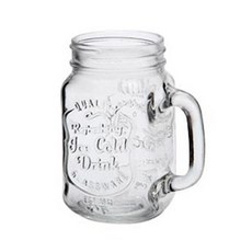 日本FOREVER 把手玻璃馬克杯 梅森杯 450ml 附蓋 6個入組, 1組