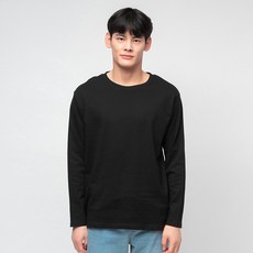 CARET 長袖高級圓領T恤, XXL, 黑色
