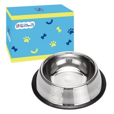 토리누리 반려동물 스텐 식기 밥그릇 1구 22cm, 실버, 1개