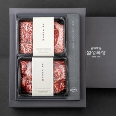 설성목장 무항생제 인증 한우 1등급 이상 등심 부채살 세트 1kg (냉장), 1세트