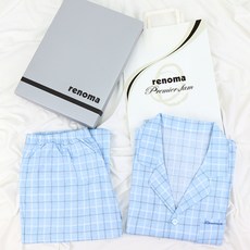 레노마 남성용 윈도우페인 평직 9부 잠옷 상하 세트 + 선물용 케이스 +