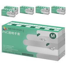 MEDIHAND 美恆 PVC透明手套, 掌心光滑手感柔和, 半透明白色, 100入, 100個, 6盒