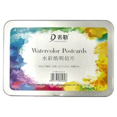 DORERART 丟勒 長方鐵盒明信片水彩紙 300g 24張 10.5x15cm 含棉25%, 10.5 × 15cm