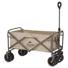 Naturehike 挪客 輕盈折疊小推車 亞麻棕色 90L大容量 鋼管 600D牛津布, 亞麻棕, 1台
