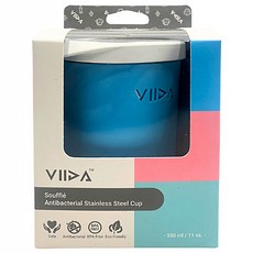 VIIDA Soufflé 抗菌不鏽鋼杯, 304L抗菌不鏽鋼材質, 330ml, 寶貝藍, 1個