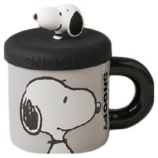 PEANUTS 史努比 陶瓷馬克杯, 黑色, 1個