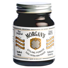 Morgans Pomade 摩根氏 超強力定型 水洗式髮油 白標, Slick/Extra Firm Hold, 100g 復古琥珀色玻璃瓶裝, 1瓶