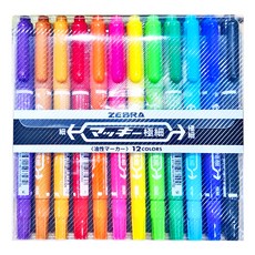 ZEBRA 斑馬牌 極細油性雙頭筆 12色套裝, 0.5mm至1.3mm雙筆尖設計, 12色, 1組